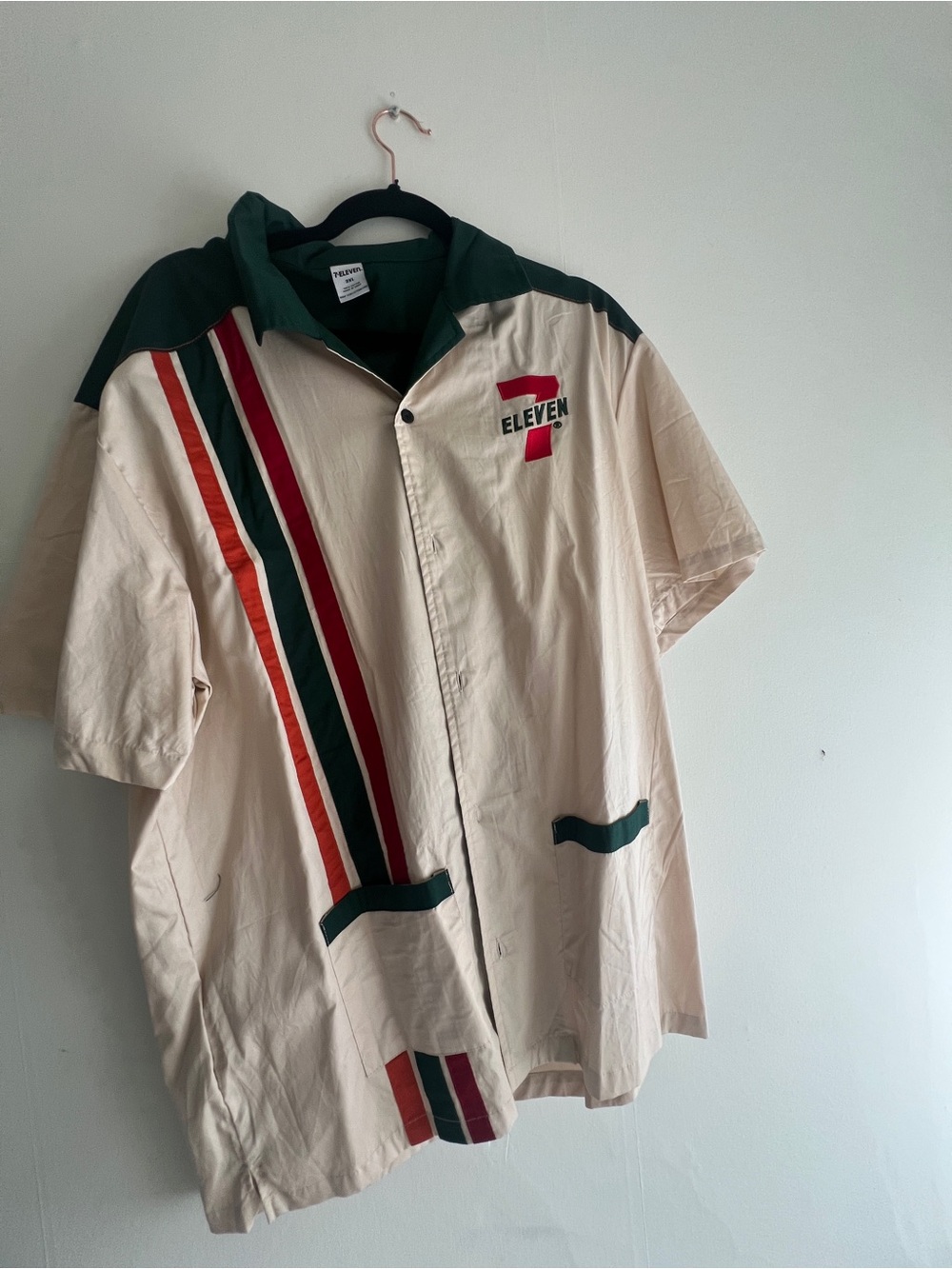 Men's Cream 7eleven Short-Sleeve Bowling Shirt